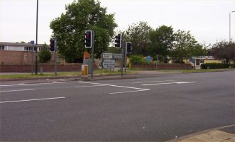 East Barnwell Community Centre (pale yellow) on right - Meadowlands Methodist Church on left